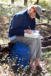 Susan signing her books for one lucky hiker.