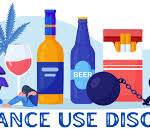 Pictures of substances and the words "substance use disorder".